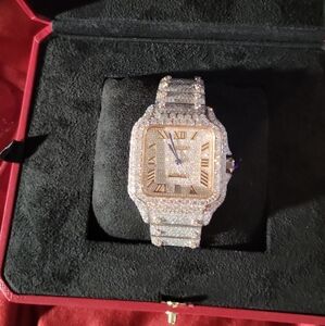 Rose Gold VVS Moissanite Cartier Santos 40mm